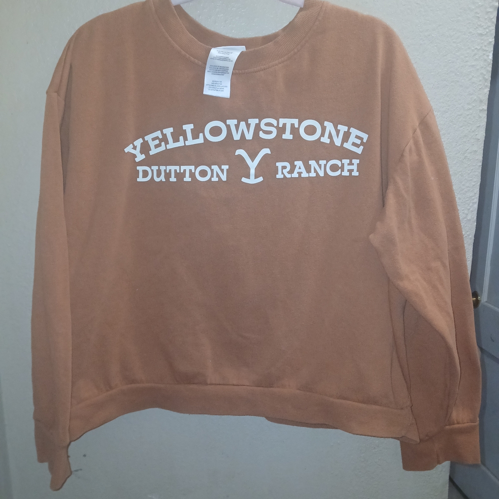 Yellowstone Dutton Ranch Women's Tan Crew Neck Sweater